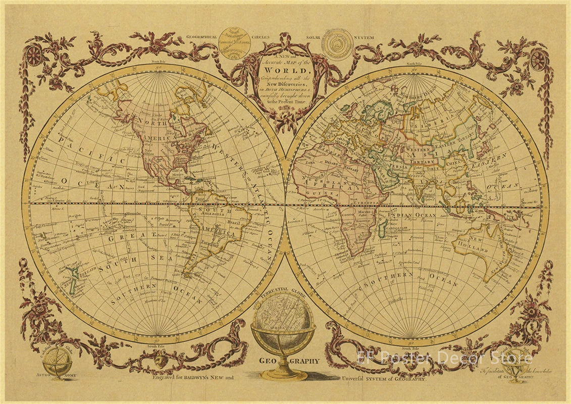 Affiche carte du monde