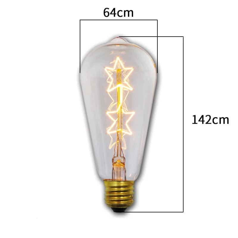 Ampoule vintage E27 filament étoiles