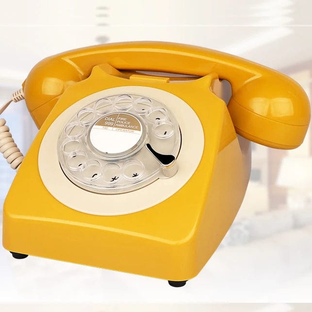 Téléphone fixe vintage compatible box Jaune