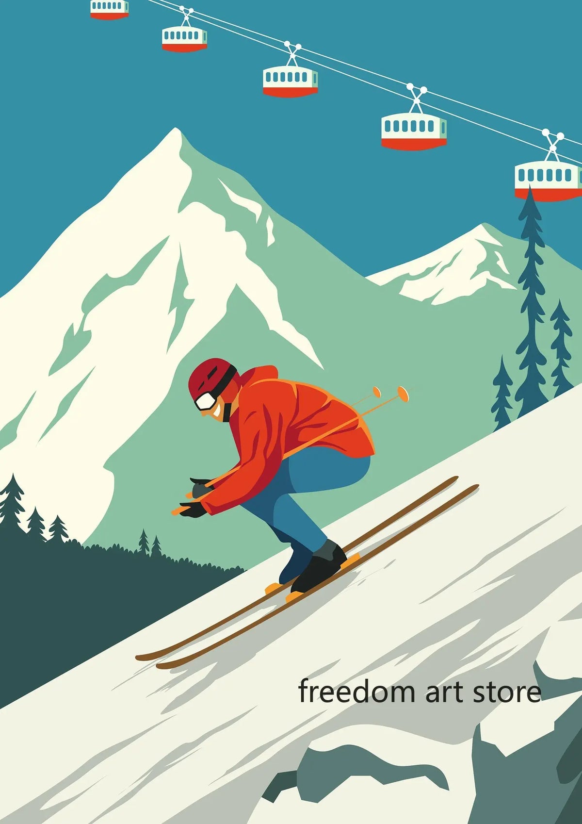 Affiche ski vintage - Style 10