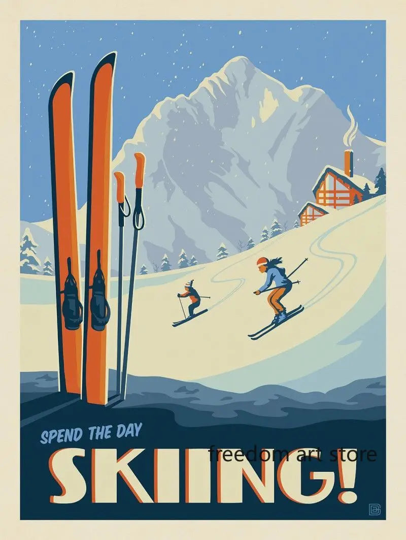 Affiche ski vintage - Style 8