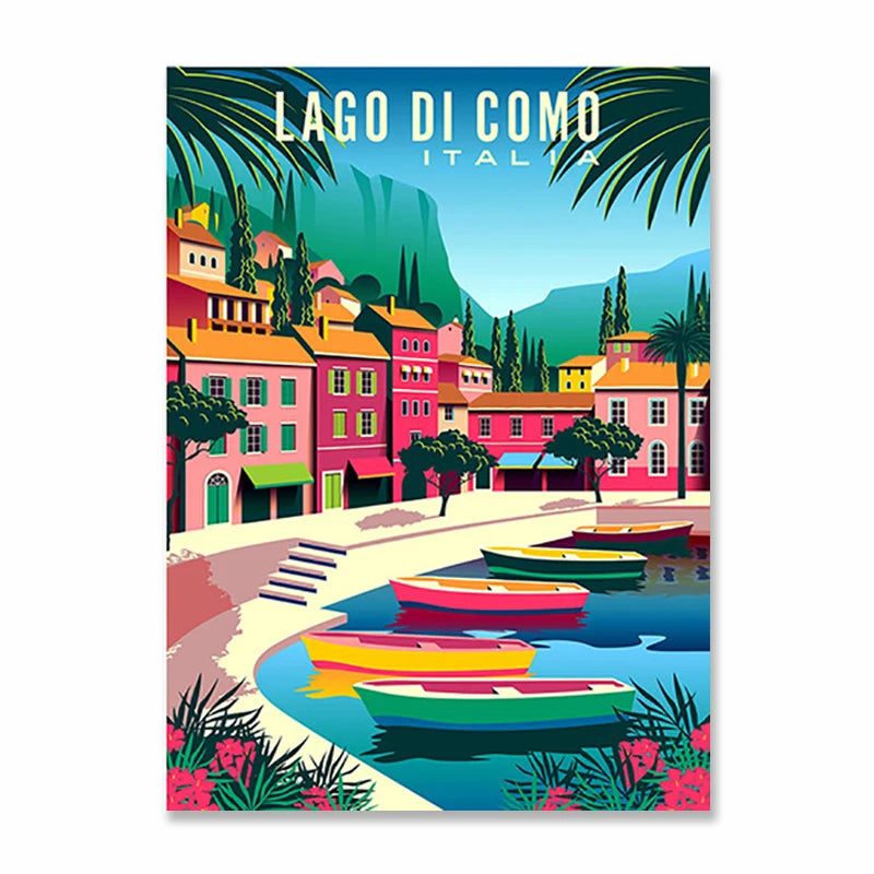 Affiche ville vintage - Lago Di Como